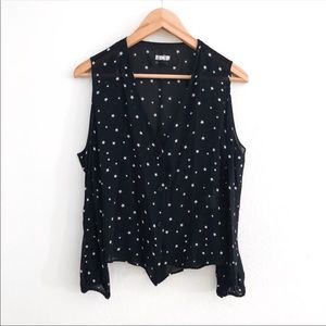 Reformation Black Star Print Cold Shoulder Top